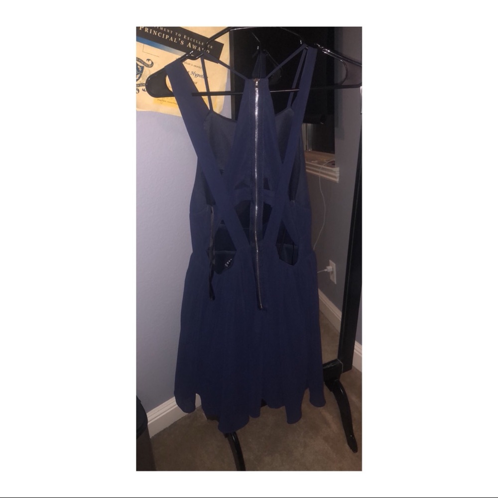 Short navy flowy dress